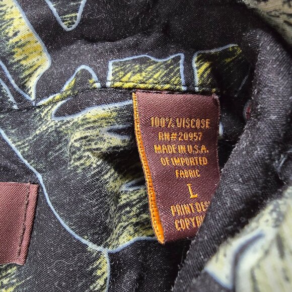 Tori Richard Hawaiian Shirt Mens Large Black Floral Summer Beach 100% Viscose - Picture 7 of 8